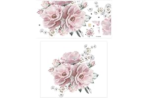 EHDWXVZM 2 Set Di Adesivi A Parete Di Fiori Rosa, Murali Creativi E Alla Moda E Autoadesivi, Sfondo A Muro Fai-Da-Te Di Decorazione Artistica, Adatti Per Soggiorno E Camera Da Letto.
