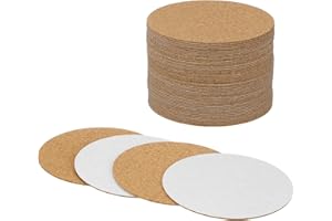 M METERXITY 50er-Pack Selbstklebende Korkplatten, 3 x 3 Zoll Korkuntersetzer Rückseite, Runde Rückseite Korkfliesen Matte für DIY-Untersetzer/Bastelzubehör/Selbstklebende [1mm dick]
