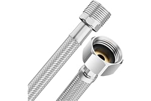 YUANNY Tubo flessibile 1/2" IG x 1/2" AG, tubo di collegamento, 100 cm, tubo di collegamento, tubo flessibile per rubinetto, valvola angolare, lavandino, cucina, bagno, WC