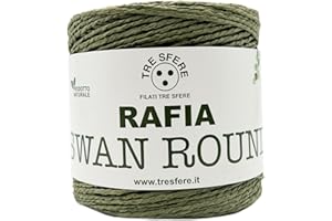 FILATI ITALIANI Rafia Swan Round 100% ecologica da 150g - 250 metri per le tue borse handmade estive o cappelli (-kaki - ROUND)