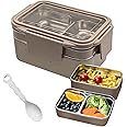 UCHUANG Bento Lunch Box for Adults & kids, Reusable Stainless Steel Meal Box, Leakproof Food Storage Containers with 2 Layers Divders,Suitable Freezer Dishwasher,Healthy Lunches & Snacks - Khaki
