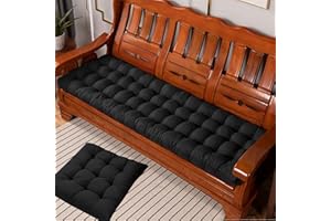 EN AyuL Thick 8cm Garden Bench Seat Cushion Pad 2/3 Seater,Rectangle Bench Cushion Cotton Bench Seat Pad for Patio Swing Indoor Outdoor (110 * 50cm,Black)