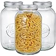 Peohud 3 Pack Large Mason Jars, 2L Wide Mouth Mason Jars with Airtight Lids and Band, Glass Storage Bottle For Canning, Fermenting, Storing, Pickling,Clear Glass Canning Jars