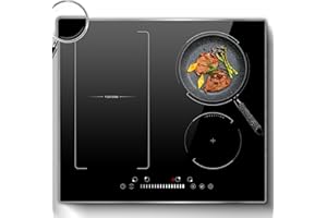 Hobsir Induktionskochfeld 4 Platten Einbau 60cm Kochfeld Induktion, Kochfelder Autark mit Flex-Zone, 7200W, Slider-Touch-Steuerung, Kindersicherung, Kein Stecker