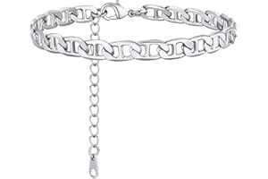 ChainsHouse Sterling Silver Anklets Bracelet for Women, Cuban Link/Figaro/Twist Rope/Wheat Chain Adjustable Stainless Steel Gold Plated Girls Charm Anklet Barefoot Summer Beach Jewelry