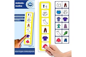 AUTISM SUPPLIES AND DEVELOPMENTS Ankleideplan Kinder Autismus/ADHS Hilfsmittel – Tagesplaner Kinder Routine mit 12 Karten – Hochwertige Langlebige Visuelle Födert Eigenständigkeit