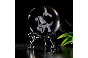 vskikris 60mm Hummingbird Crystal Ball Paperweight Glass Sphere Globe Ball with Stand, 3D Laser Figurine Crystal Sphere Paperweight Gifts