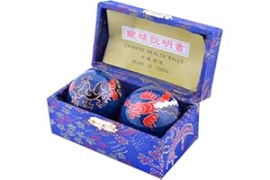 fengshuisale Feng Shui Chinese Health Balls (Blue with Phoenix and Dragon) 42MM W Red String Bracelet F1116