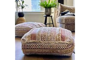 MANDALA LIFE ART Böhmischer Bodenkissen - Mischung aus Reiner Wolle und Baumwolle - Füllstoff Nicht im Lieferumfang enthalten - 60x20cm - Puff Ottomane Handarbeits-Patchwork mit Handarbeit Pouf Pouffe