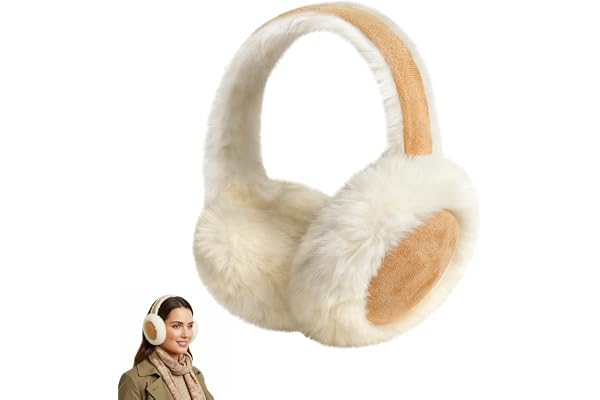 HIULLEN Öronvärmare dam, fluffiga varma öronskydd, justerbara öronvärmare i plysch för kvinnor flickor, öronskydd för kallt väder, varma, bruna, M