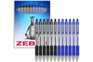 ZEBRA PEN Zebra Z-Grip Retractable Ballpoint Pen - Black & Blue Ink - Pack of 12 in Zebra Packaging