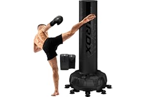 RDX Sacco da Boxe Terra, XXL 150KG 6FT Pesante Pieno KARA Sacco con Guantoni e Base, Maya Hide Pelle Piedistallo Adulti Free Standing Bag, MMA Arti Marziali Pugilato Muay Thai Kick Boxing
