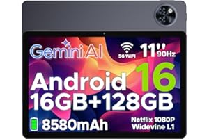 ‎DOOGEE DOOGEE U11 Android 16 Tablet 11 Zoll Gemini AI 16GB RAM +128GB ROM (2TB TF) 8580mAh Gaming Tablet Unisoc T7200 Octa-Core 13MP+5MP Tablets PC 2.4G+5G WLAN GMS/Widevine L1/ 3.5mm Audio/GPS/Face ID