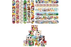 OCDSLYGB 24pcs Pulseras de Bofetadas para Niños, Mickey Banda de Pulsera de Juguete Slap Pulsera Regalo de Fiesta de Cumpleaños para Niños Niñas Fiestas de Cumpleaños