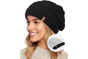 FURTALK Knit Beanie Hat for Ladies Fleece Line Ski Skull Cap Slouchy Winter Hats for Women