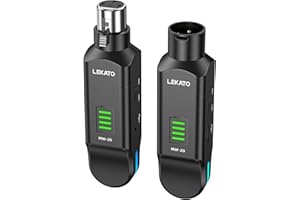 LEKATO Transmisor y receptor de micrófono XLR inalámbrico de 2.4 GHz, potencia fantasma de 48 V, micrófonos de condensador/dinámicos, Plug & Play, tiempo de funcionamiento de 8 horas para sistemas PA