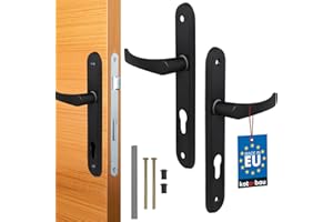 KOTARBAU Manilla de puerta de 90 mm de izquierda a derecha para cilindro perfilado de 5 colores, manija negra