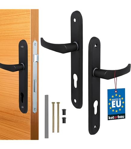Poignée De Porte Aluminium Pour PVC - Levier Déporté 92mm - Noir - Ensemble Gauche/droite