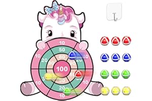 ‎JKGIFTS Unicorn Gifts for Girls 3-9, Large Unicorn Toy Kids Velcro Dartboard with 12 Sticky Balls Hanging Dart Throwing Game Sets Gift Girls 4-9 Years Birthday Gift for Children 4-11