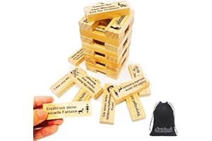 DORIMI 48 Stück Holz Block Tower Spiel – Deutsches Turm Stapelspiel für Erwachsene, Risk Tower Stapelspiel für Paare, Paar Spiele für romantische Abende (48 Pcs)