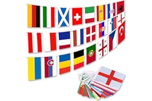 ALLJIA 2024 Euro Bunting Flags, 24 Teams European Football Championship Flags Bunting Decor, Double Side 8.5M Football Fans Euro Bunting Decorations for Party Patio Garden Street Indoor Outdoor (21x14cm)
