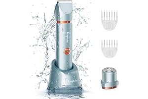 KAPHIO Bikini Trimmer für Frauen Schamhaare 2 in 1 Eletctric Rasierer für Frauen Wiederaufladbarer Eletctric Rasierer - IPX7 wasserdichter Bikini-Trimmer für Achseln, Beine, Arme, Körper (Pariser Blau)