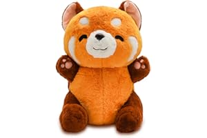 Coseaon Panda Rosso Peluche Red Panda Plush Bambola Cuscino Kawaii Panda Plushie Animali de Peluche Regalo (35cm, Panda seduto)