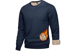 KEFITEVD Men's Sweatshirt Fleece Lined Pullover Jumper Winter Warm Crew Neck Sweater Men Casual Sherpa Sweatshirt