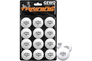 ‎GEWO GEWO Table Tennis Balls Training 40+ - 3 Stars Table Tennis Ball Made of ABS Plastic with Seam - High-Quality Plastic Training Balls, Diameter 40 + mm