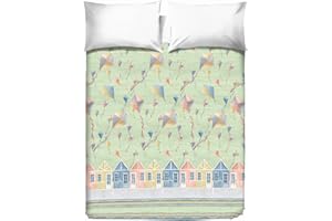 PENSIERI DELICATI Telo Copriletto Matrimoniale 260 x 280 cm, Telo Singolo 100% Cotone Pique, Ideale Come Telo Arredo, Coperta Salva Letto 2 Piazze, Fantasia Aquiloni Verde, 100% Made in Italy