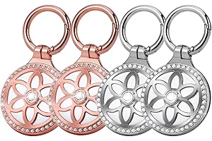 4er Pack Airtag Schlüsselanhänger - ONEONTA Airtag Anhänger - Airtag Hülle Metall - Apple Airtag Schlüsselanhänger Glitzer - Air Tages Apple Anhänger Ganzkörper Kratzfest (4er Silber+Roségold)