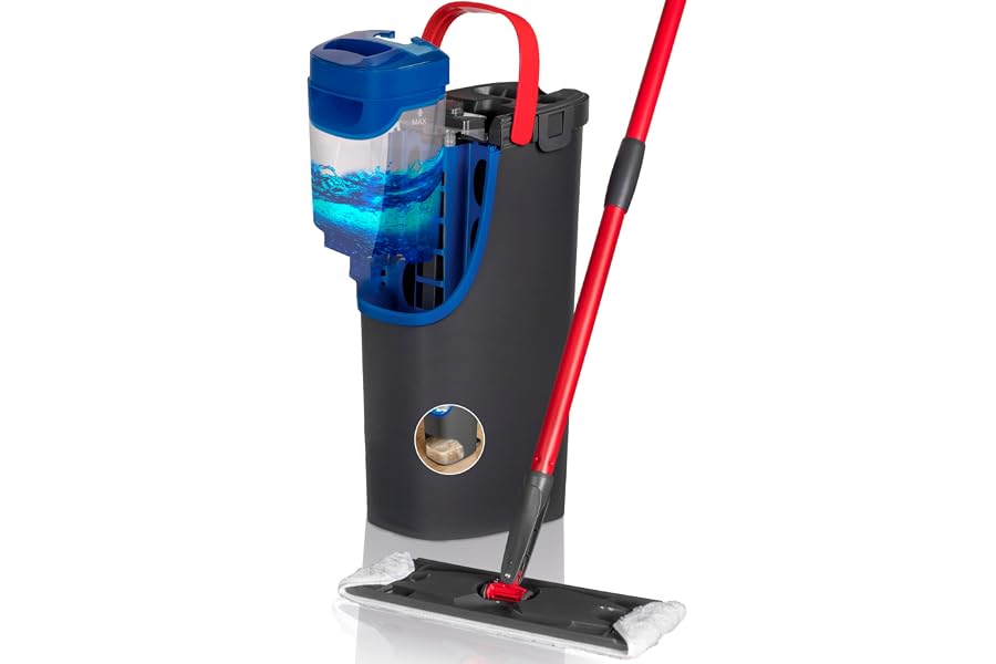 Vileda H2Pro Sistema de Mopa Plana, Microfibra Gris y Azul