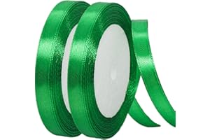 YAYAFUNFUN Ruban de satin fin de 10 mm pour emballage cadeau, 2 x 22 m, décoration de ballons et de gâteaux, ruban épais en soie pour travaux manuels, Noël, mariage, nœuds pour cheveux, bouquets
