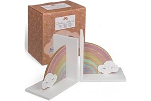 MIJOMA 2 Stück Set Buchstützen aus Holz 3D Safari Jungle Dekoration Kinderzimmer für Jungen und Mädchen (Regenbogen)