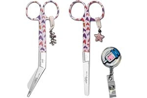 Nurse Life Pack Tijeras Enfermeria Mayo y Pico Pato + Extensible - Ideal para Porta tijeras Enfermeras - Punta Redonda Profesional | Love Enfermeria - Primeros Auxilios (Corazones)