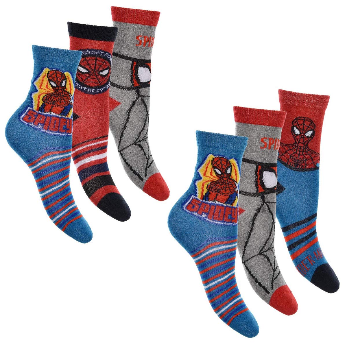 Spiderman-6er-Pack-Jungen-Socken-Strmpfe-mit-vielen-verschiedenen-Muster-und-Designs