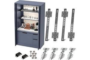 DOLENOR Cabinet Pocket Door Slide Hinge Kit for Inset Application, Pivot Pocket Door Slides for Cabinet wiht Hinges, Pivot Sliding Door Runners Hardware System for Cabinet Doors (2, 24"/600mm)