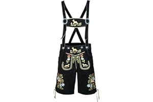 Bavarianland Men's Lederhosen Real Suede Leather with Matching Suspenders Shorts (UK 40 inch/EU 56, Black with Multicolor Embroidery)