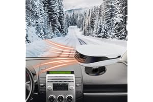 Foreverup Chauffage de Voiture, 12V 120 W 2 en 1 Chauffage de Voiture Portable, Réchauffeur de Voiture Portable avec Pivotant à 360°, Plug-in Allume-Cigare, pour Pare-Brise de Voiture (Blanc)