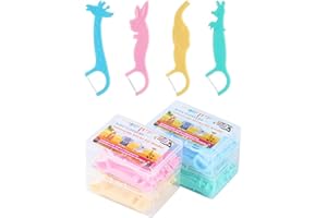 A aBlumen Zahnseide Kinder 160er Flossers Kids Zahnseide Sticks für Kinder Dental floss Kids Zahnseide mit kindergerechtem Griff - 4 bunte Farben - 4 Tierformen, Ungewachst, Fluoride-Frei