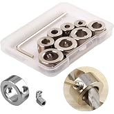 CESFONJER 8 Piece Depth Stop Set, Stainless Steel Double Screw Lock Stops for Drill Ring Positioner with Hex Key (ID: 3, 4, 5