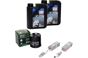 MVH BOCKAUF Kit d'entretien d'huile 2L + filtre à huile + bougies d'allumage pour Kawasaki ER-6F 650 ER-6N 650 EX650A ER650A année de construction 2005-2008