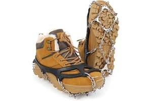 Bingyouth Ice Klampen Steigeisen, Grödel Steigeisen für Bergschuhe, Verdickte Schuhkrallen aus Edelstahl Anti-Rutsch Schuhspikes für Damen Herren für Wandern Klettern Angeln