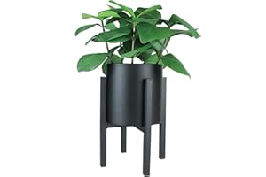 alma home Blumenständer Metall schwarz - Blumentopf mit Füßen und Übertopf H 23 / B 12 cm als Pflanzenständer für innen und außen, Blumenhocker, Kräutertopf oder Balkon Deko
