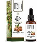 Masala Tatlı Badem Yağı 50 ml Soğuk Pres Kokusuz Nemlendirici Cilt Bakım Yağı