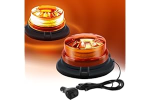 Sidaqi Amber Flashing Lights with Magnetic 8 Modes 24LED Flashing Beacon Recovery Strobe Lights Waterproof Beacon Light for Car Vehicle 12-24V