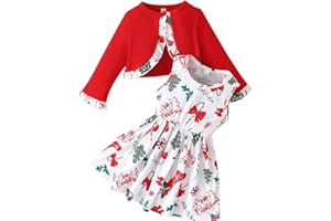 Yoolhamy Baby Girls Vestito e Cardigan Set Vestito Senza Maniche e Cappotto a Maniche Lunghe con Stampa Floreale per Bambina 2 Pezzi
