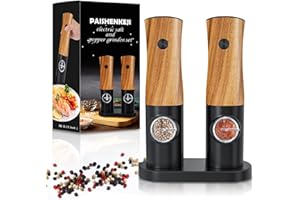 PAISHENKEJI Molinillo de sal y pimienta: - molinillo de pimienta electrico con operación de batería, molinillo especias electrico con ajustables a la rugosidad