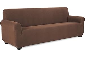 ‎TIANSHU TIANSHU Sofabezug 4 sitzer, Stretch Spandex Couchbezug Sesselbezug Elastischer Antirutsch Stretchhusse Weich Stoff,Jacquard-Stretch-Sofabezug, Schonbezug für Sofa-Sofahalter(Kaffee)