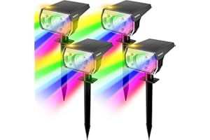 WeBeqer RGB Spot Solaire Extérieur Multicolore, 18 LEDs Lampe Extérieure à 7 Modes D'éclairage, Éclairage Extérieur Étanche IP67, pour Jardin, Cour, Chemin, Allée, 4 Pack